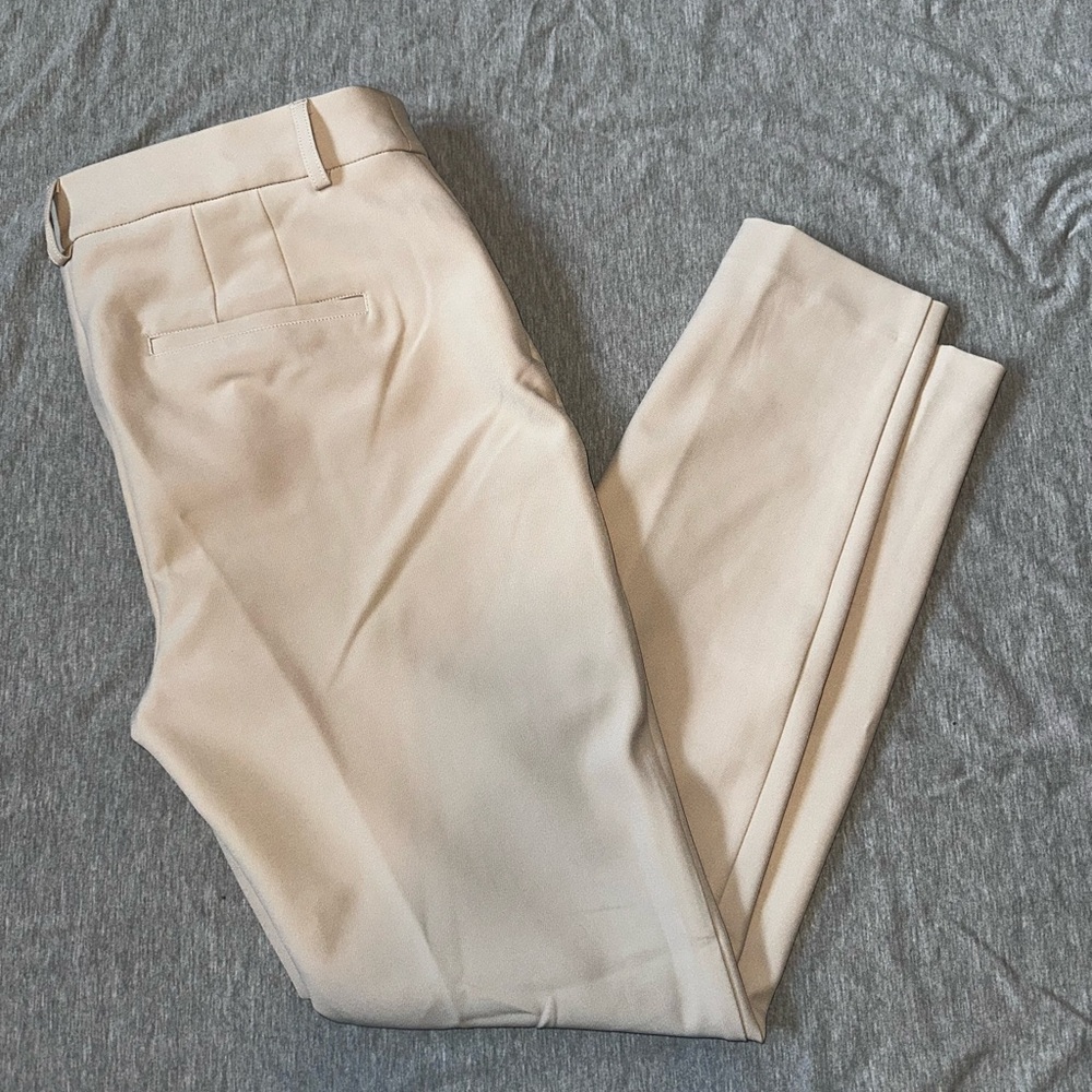 Express Cream Straight Leg Pants Tailored Elegance